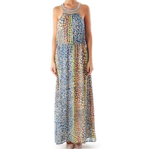 Anthropologie HD in Paris Mayacamas Mosaic Embellished Maxi Dress Size 4 - Picture 1 of 7
